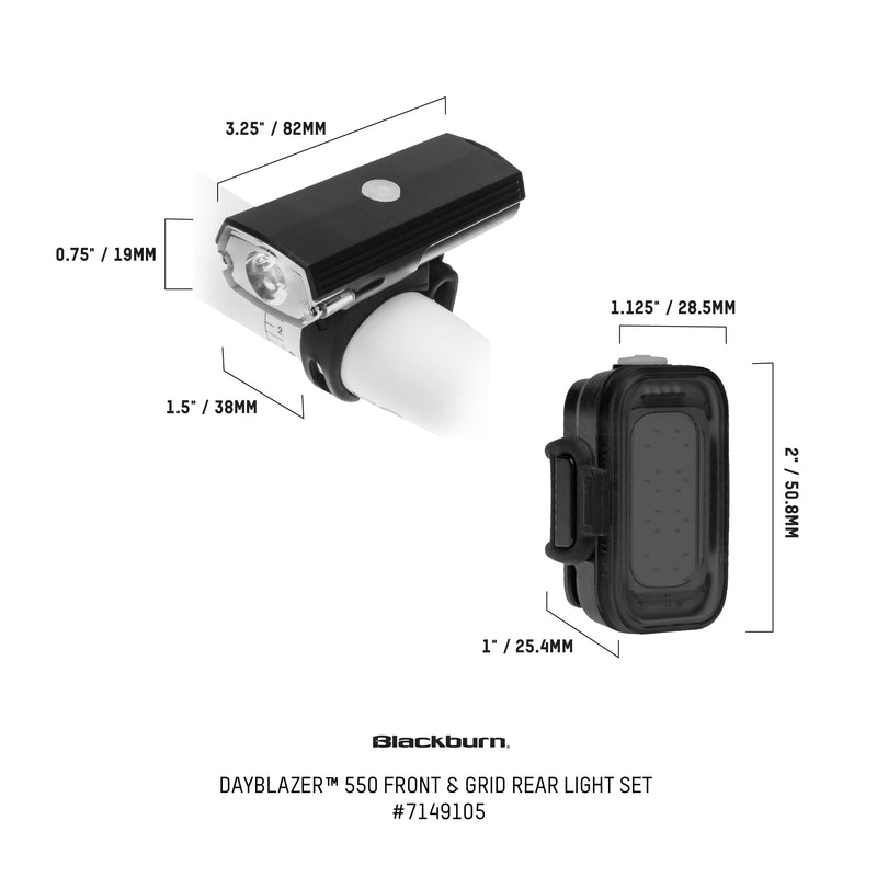 Blackburn Dayblazer 550 Front and Grid Rear Light Set