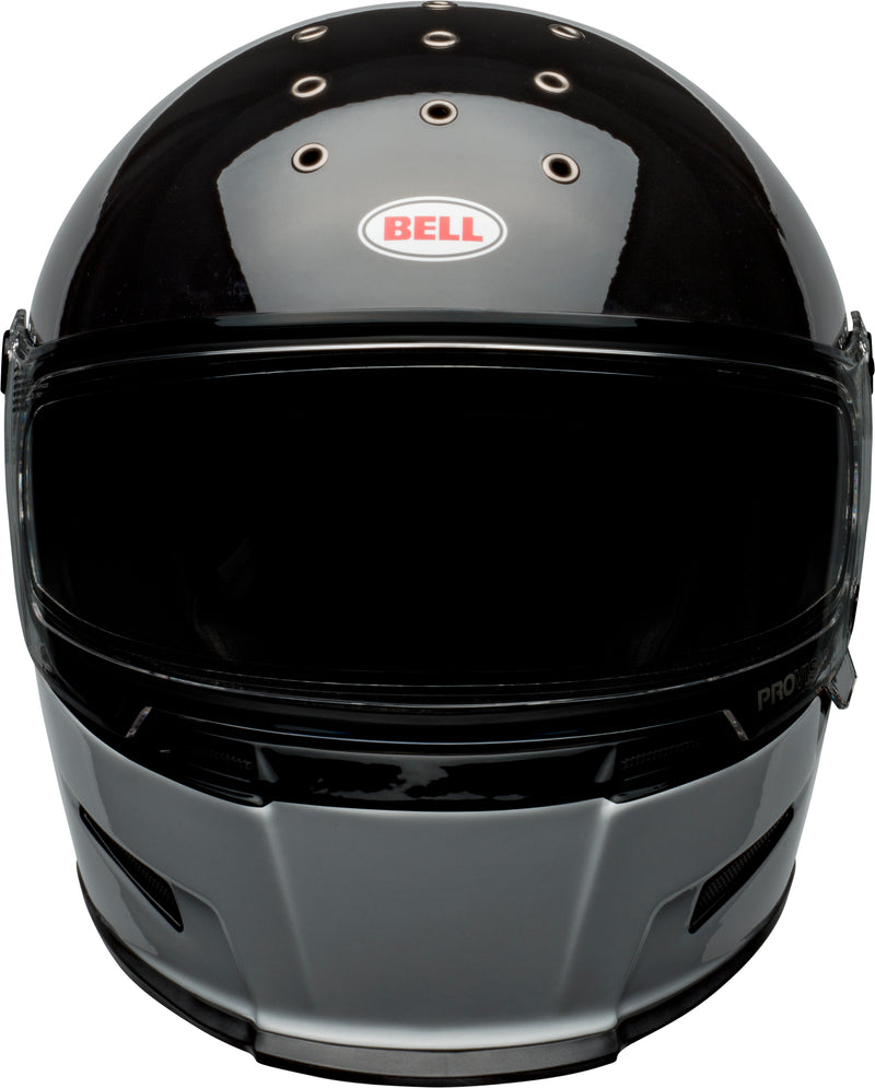 BELL Eliminator Adult Street Motorcycle Helmet with fiberglass composite shell  stockwell-gloss-black-white-front