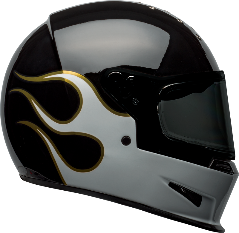 BELL Eliminator Adult Street Motorcycle Helmet with fiberglass composite shell stockwell-gloss-black-white-right