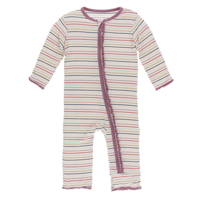 KicKee Pants Bamboo Print Muffin Ruffle Coverall with Zipper