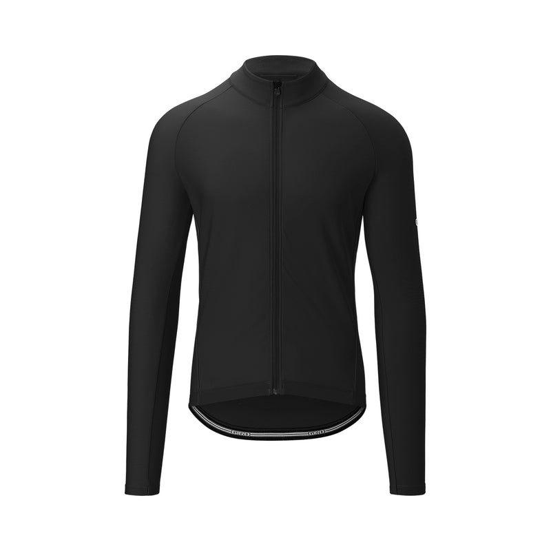 Giro Men Chrono Thermal Long Sleeve Jersey, designed with brushed-back high loft Italian fabric, custom cuffs, and expandable storage pockets for cold weather cycling comfort and performance.