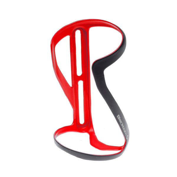 Blackburn Clutch Carbon Side-Entry Bottle Cage attached to a bike frame red