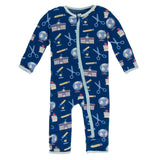 KicKee Pants Bamboo Print Coverall with Zipper