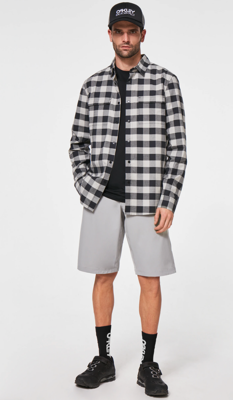 Oakley Checkered Ridge Men Long Sleeve - Stone Grey | XXL