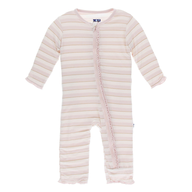 KicKee Pants Bamboo Print Muffin Ruffle Coverall with Zipper